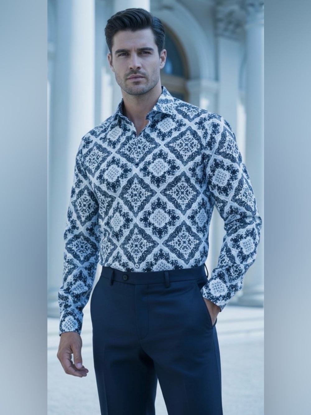 Chapter by Kohli "One in a Million" Italian Fabric Paisley Shirt Small Slim NWOT